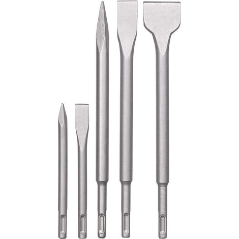 SDS-Plus Jeu de burins marteau, jeu de 5 burins pour la pierre et le béton dans un coffret en plastique (1/3)