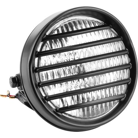 Phare Moto Ronde 6 Pouces avec Grille de Protection, Ampoule Halogène 35W, Verre Transparent, Optique Universelle pour Motocycle (1/3)