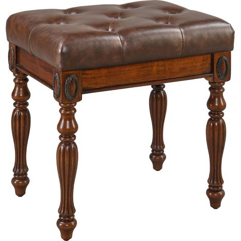 PADMA HOUSE Tabouret de Coiffeuse, Chaise Rembourrée de Maquillage, Repos-Pieds Magnifiquement sculptés, Patins Antidérapants, pour Chambre, Dressing, Entrée (1/5)