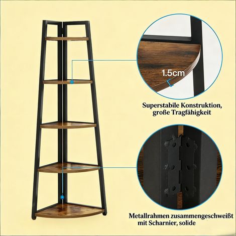 Petite étagère à livres, présentoir de rangement, support pour plantes, 5 niveaux, étagère d'angle (1/5)