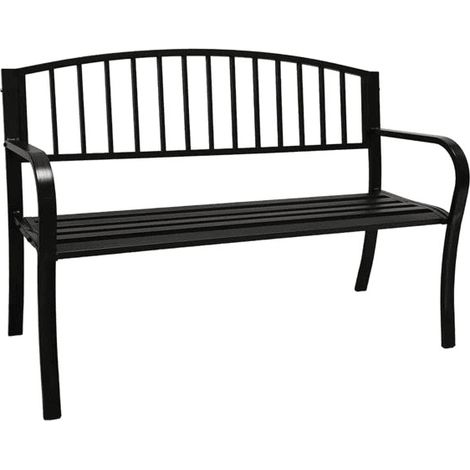 Panca panchina ferro seduta schienale cm 125x53x82 h giardino esterno 3 posti nero 309ds (1/2)
