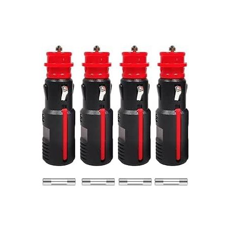 4 Pcs Prise Allume Cigare Male 24V Adaptateur Allume Cigare Universel avec Fusible Multiprise Allume Cigare pour Voiture Moto Camion Bateau Bornier 12V Prise Multiprise 12 Prises Cigare (1/5)