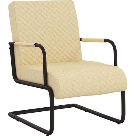 vidaXL Chaise cantilever Crème Similicuir (1/5)