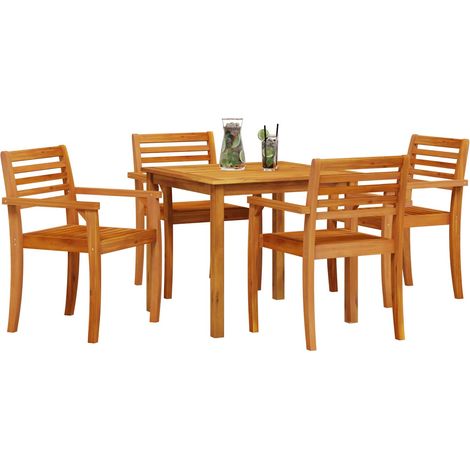 Maison Exclusive - Garten Essgruppe 5 pcs Braun Massivholz Akazie (1/5)