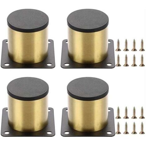 Lot de 4 pieds de meubles en acier inoxydable de 5 cm (doré) pour chaise, table, armoire, bureau, canapé, pieds de meubles avec vis, faciles à assembler, ronds (1/4)
