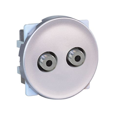 Prise Double TV multi-services Type F - mâle - COMETE Couleur Silver