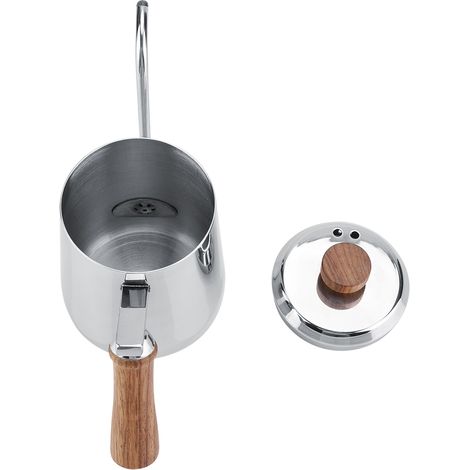 Bouilloire à Café 600ml en Acier Inoxydable 304 avec Bec Verseur Long et Manche en Bois (1/5)
