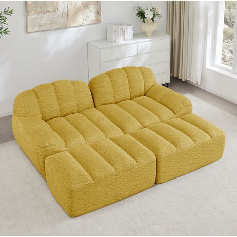 Canapé modulable 2 places avec ottoman, jaune OKMYHOME (1/5)