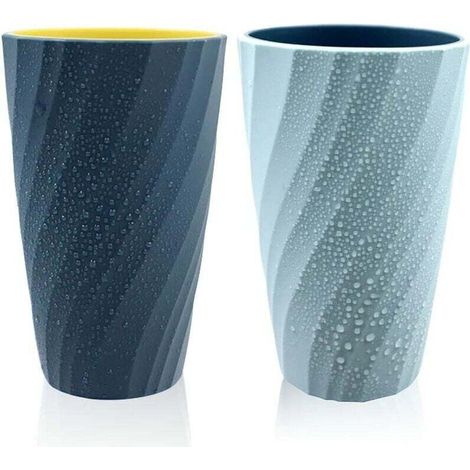 Set aus 2 unzerbrechlichen, weichen und robusten Badezimmerbechern, Badezimmerbecher für Zahnbürsten (hellblau und dunkelblau)