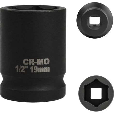 douille 19mm 1/2" 6 pans, douille a choc 1/2 19 mm Acier Chrome-Molybdène CR-MO(Black) (1/5)