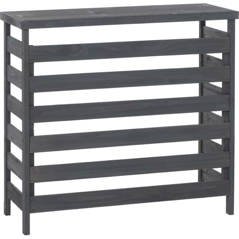 Cache pour climatiseur/échangeur thermique HWC-Q15, cache en bois certifié MVG 78 x 84 x 32 cm - gri (1/5)