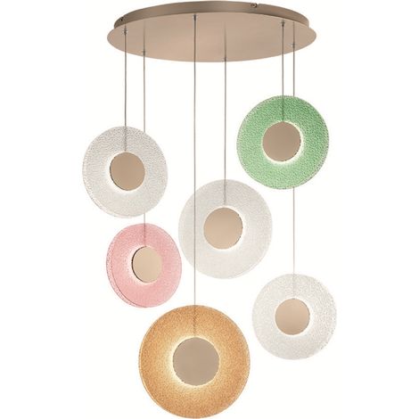 Lampada a sospensione 60 cm CANDY 6 Luci in metallo e vetro graniglia MULTICOLOR (1/3)