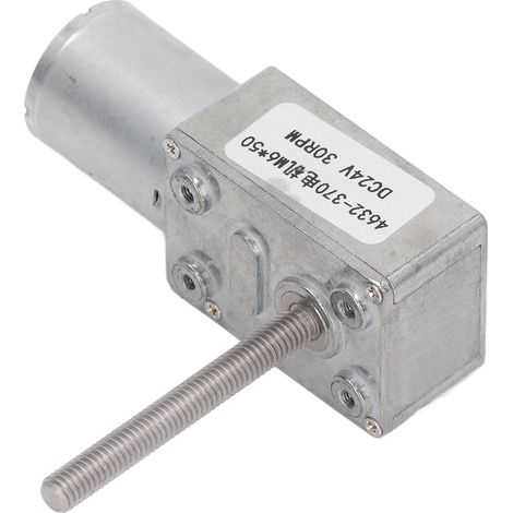 Gleichstrom-Getriebemotor, stoßfest, quadratische Turbine, Schneckengetriebe, Drehzahlreduzierung, 24 V DC, M6x50 mm, 30 U/min (1/5)