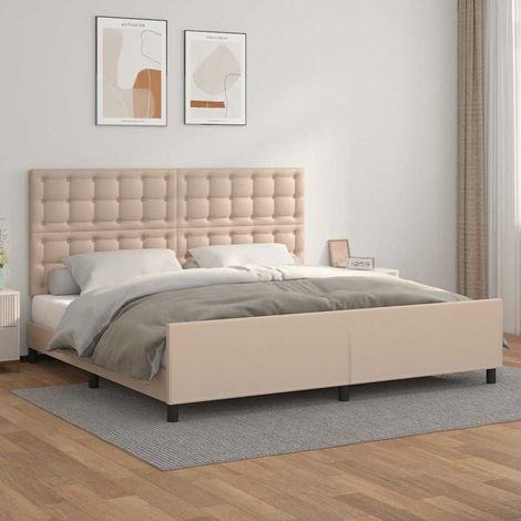 vidaXL Estructura cama sin colchón cuero sintético capuchino 200x200cm (1/5)