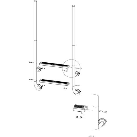Eichenwald Poolleiter Modell 23 Roma mit einschraubbaren Griffstangen Beckentiefe 780mm 2 Stufen (1/3)