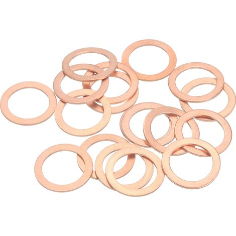 18Pcs Rondelles Métal Plates, Kit Rondelles Cuivre M16 Joints, 16mm ID, 22mm OD, 1mm Epaisseur D'Etancheite Ecrasables Assortiment pour Boulons Vis (1/5)