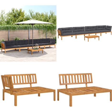 5-tlg. Garten-Sofagarnitur aus Paletten mit Kissen Akazienholz - Gartensorgsgarnitur - Holztisch - Akazienholzmöbel - Outdoor Möbel - Gartenlounge - Home & Living (1/5)