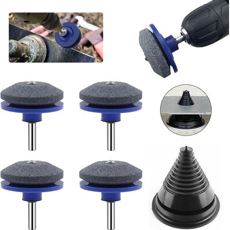 Aiguiseur universel pour lame de tondeuse à gazon, lot de 4 accessoires d’aiguiseur, aiguiseur spécial pour tondeuse, outil d’affûtage de lame (1/4)