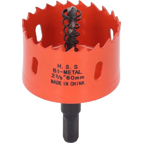 Scie cloche bimétallique en acier rapide, foret avec alésage pour bois et PVC, 60 mm / 2,36 pouces (1/5)