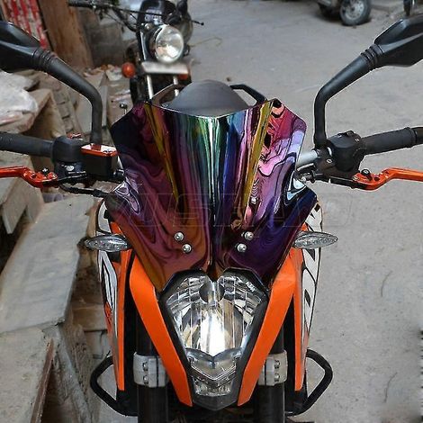 Pare-brise double bulle pour moto KTM 125, 200 et 390 Duke (2011-2016), finition Black Iridium Smoke.