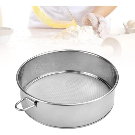 Tamiz redondo de acero inoxidable (304) para harina, arroz y legumbres – ayudante de cocina, malla fina, inoxidable y duradero - Crezuo (1/4)