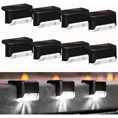Set of 8 waterproof LED solar outdoor lights for patio, stairs (white light) [Energy Class A] (1/5)