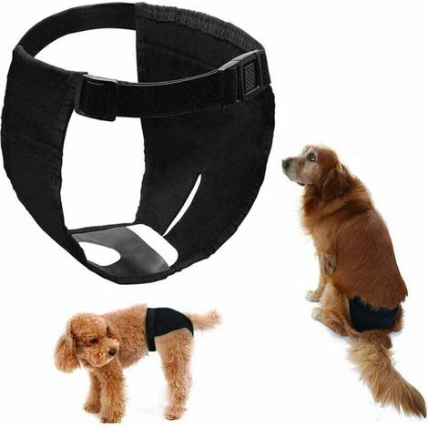 Culotte Chiennes Chaleurs Culotte Menstruelle pour Chien Lot de 3 avec 9 Serviettes Hygiéniques Pantalon de Périodes Physiologiques Protection Femelles Lavables, Noir S, Ensoleillé