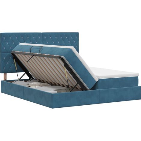 Cama con almacenamiento Azul Oscuro 200 x 200 cm Terciopelo vidaXL (1/5)