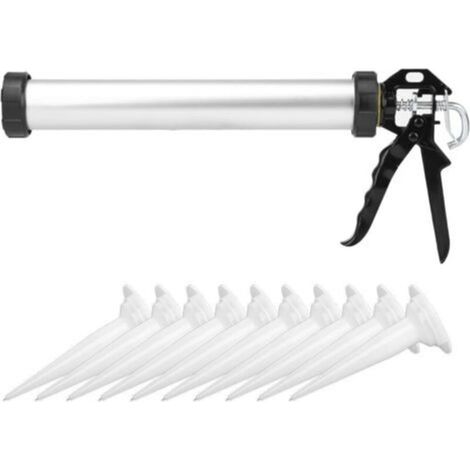 600-ml-Kartuschenpistole, Metallextruder mit 10 Düsen, professionelle, geschlossene Handpistole für Dichtstoffe und Glaskleber, 403-Crezuo