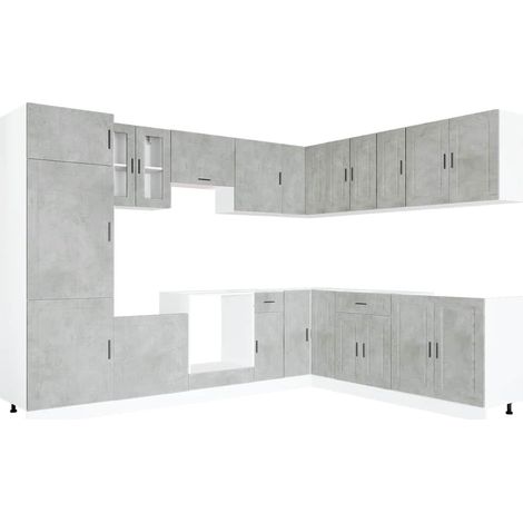 Maison Exclusive - Set Mobili da Cucina 14 pz Porto Grigio Cemento in Truciolato