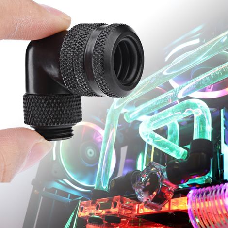 90°-Winkelstück G1/4 für PC-Flüssigkeitskühlung, 1/4-Zoll-Gewinde, schwarz. (1/5)