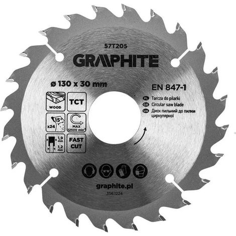 Lama per sega circolare Graphite 57t205 130 mm 24 denti