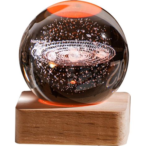 Veilleuse boule de cristal galaxie 3D, cadeau d'anniversaire créatif, base en bois USB, pour salon ou chambre - Paragraphe 2 (1/5)