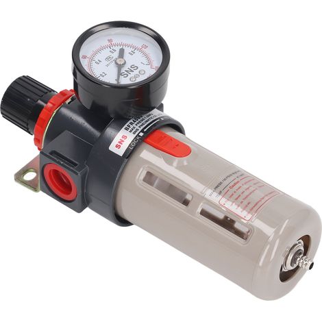 Wiederverwendbarer G1/2-Druckluftfilter, Öl- und Wasserabscheider mit Manometer, max. Druck 1,0 MPa, einstellbares Set, für Kompressoren und Industriewerkzeuge (1/5)