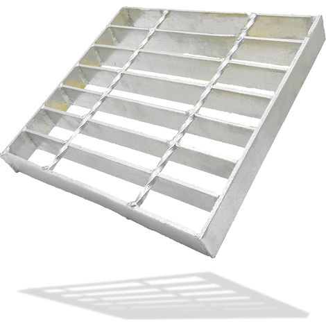 Grille Drainage Acier Galvanisé pour Caniveau Allée 254 x 254 mm Grille de drainage robuste B125 pour extérieur, garage et cour, acier galvanisé à chaud antirouille, carré, rectangle (1/5)