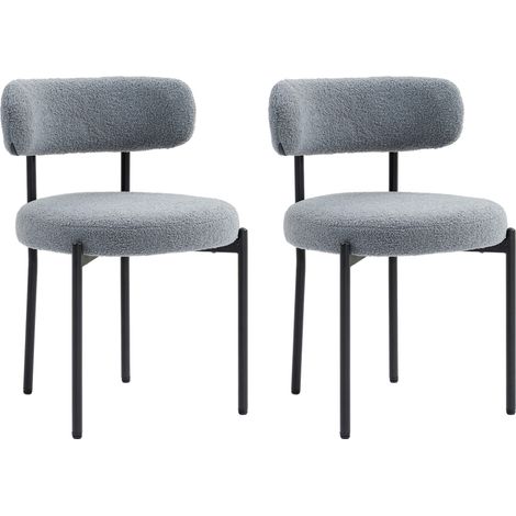 Lot de 2 chaises de salle à manger avec dossier en tissu pieds en acier 51 x 51 x 76 cm gris (1/5)