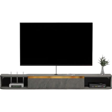 Mobiletto Pensile Galleggiante in Legno Grigio per TV 140 cm (1/5)