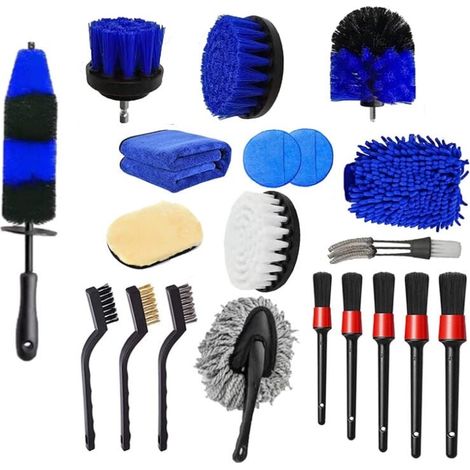 20 Kit Nettoyage Voiture avec Brosse Jante Voiture,Brosse Perceuse,Gant Microfibre Chiffon Microfibre Voiture,Brosse Métallique Nettoyage Voiture Interieur,Pad Polissage,Brosse Store Venitien-LIAIKI (1/5)