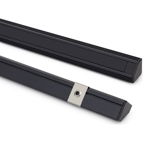 Perfil Aluminio Esquina 2m para Tira LED hasta 11 mm Negro 2 m Negro traslúcido (1/5)