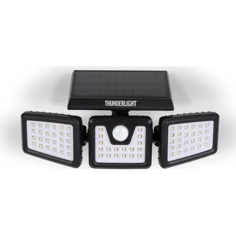 Projecteur Solaire LED à 3 Têtes – Détecteur de Mouvement, Design Moderne, Blanc noir PROJECTEUR EXTERIEUR (1/4)