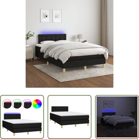 Sommier tapissier - Sommier à lattes de lit avec matelas LED Noir 120x200 cm Tissu (1/5)