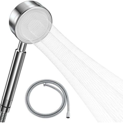 High-pressure shower head with 1.5 m hose, shower head made of 304 stainless steel, water-saving, easy installation, tapered spray pattern (1/5)