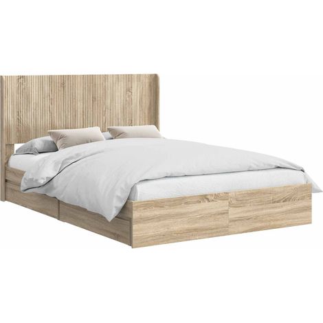 Maison Exclusive - Cadre de lit avec rangement et tête de lit Chêne Sonoma (1/5)