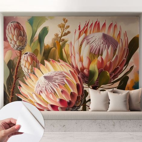Fotomurale adesivo stickers - per camera da letto - per corridoio - decorazione casa moderna Fiori di protea 208x146 cm (1/5)