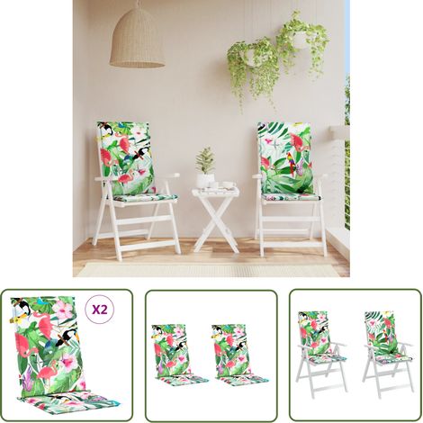 The Living Store Gartenstuhlauflagen für Hochlehner 2 Stk. Mehrfarbig 120x50x3cm - Stuhlauflage - Gartenstuhlkissen - Hochlehnersitzauflage - Balkondekoration - Gartendekoration