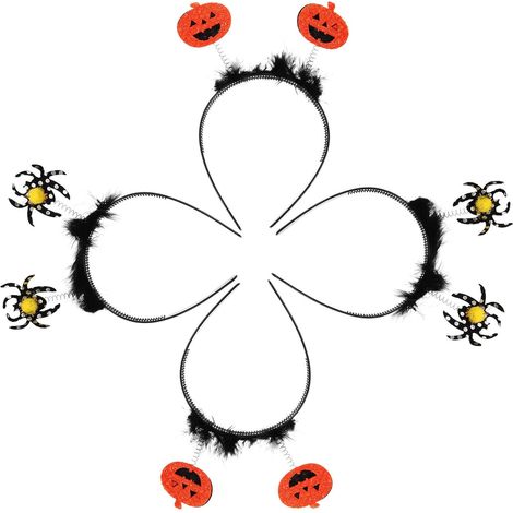 4-Piece Black Halloween Headband Set in Non-woven Fabric, Fluff and PVC (1/5)