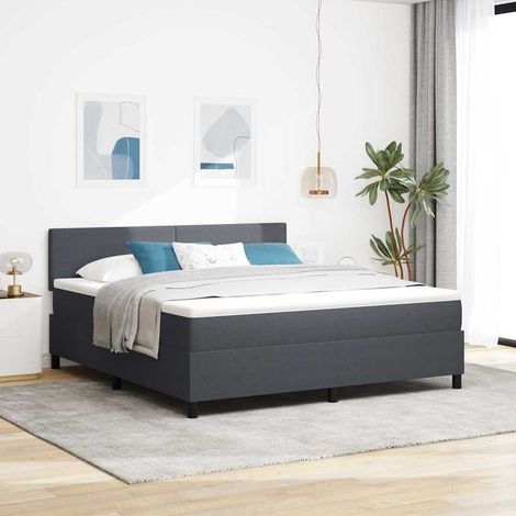Teenpull – Boxspringbett Dunkelgrau und Weiß 180 x 200 cm Cordstoff (1/5)