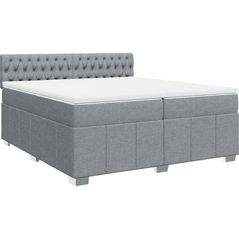 Lit double  Lit adulte  Sommier à lattes de lit avec matelas Gris clair 200x200cm Tissu (1/5)