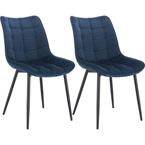WOLTU Pack de 2 Sillas de Comedor Asiento de Terciopelo Silla Diseño Ergonomico Silla Tapizada Estructura Metálica Sillón con Respaldo Silla de Cocina Azul (1/5)