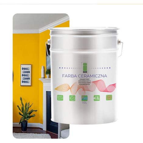 PITTURA MURALE IN CERAMICA, LAVABILE, GIALLO MIELE, 10L, ANTIMACCHIA (1/5)
